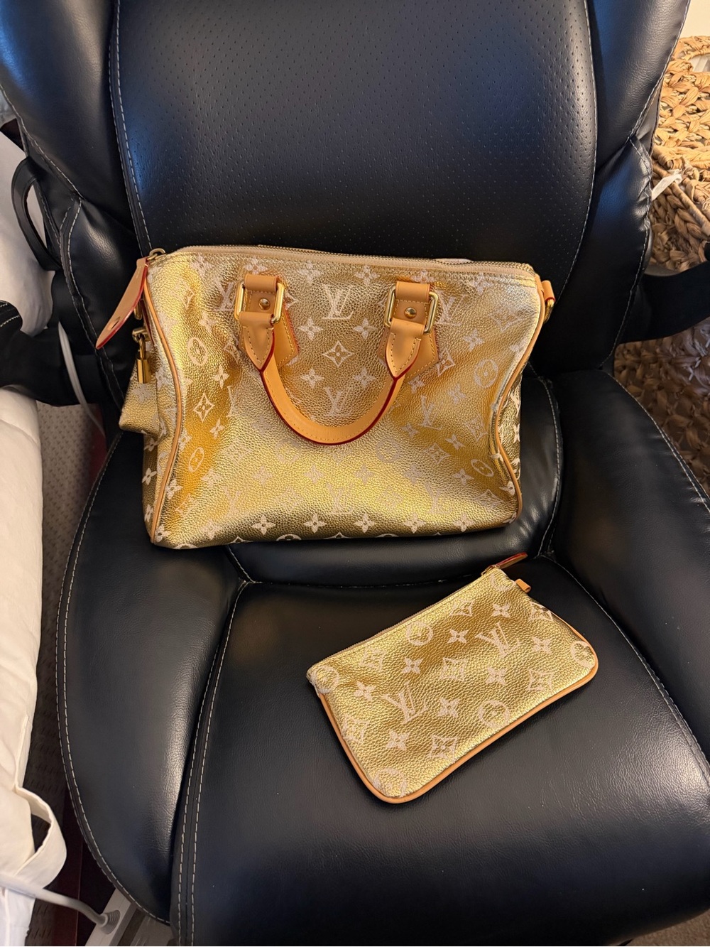 Gold  Speedy Handbag with Matching Pouch